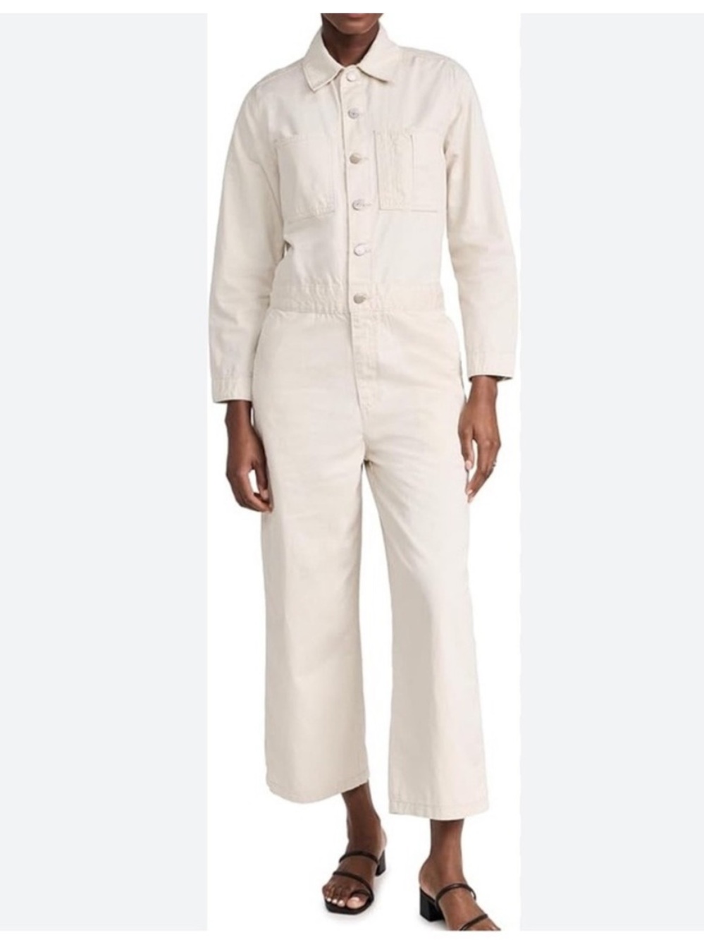 Levi's Cream Wide-Leg Utility Jumpsuit